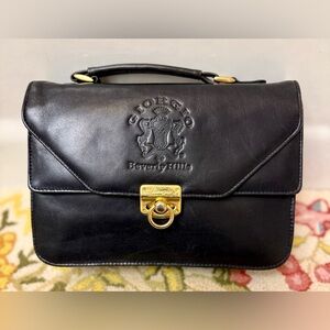 RARE 90’s Vintage GIORGIO BEVERLY HILLS Black Leather Top Handle Bag
